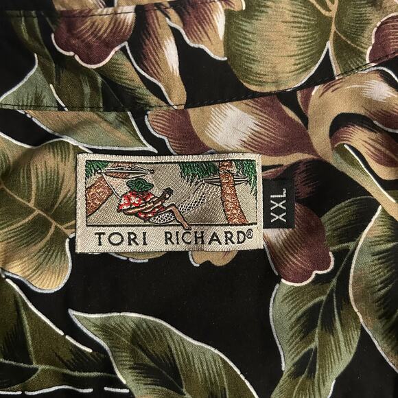 Tori Richard Hawaiian Shirt Men’s XXL Black Floral Aloha Button Up big and tall - Picture 3 of 3